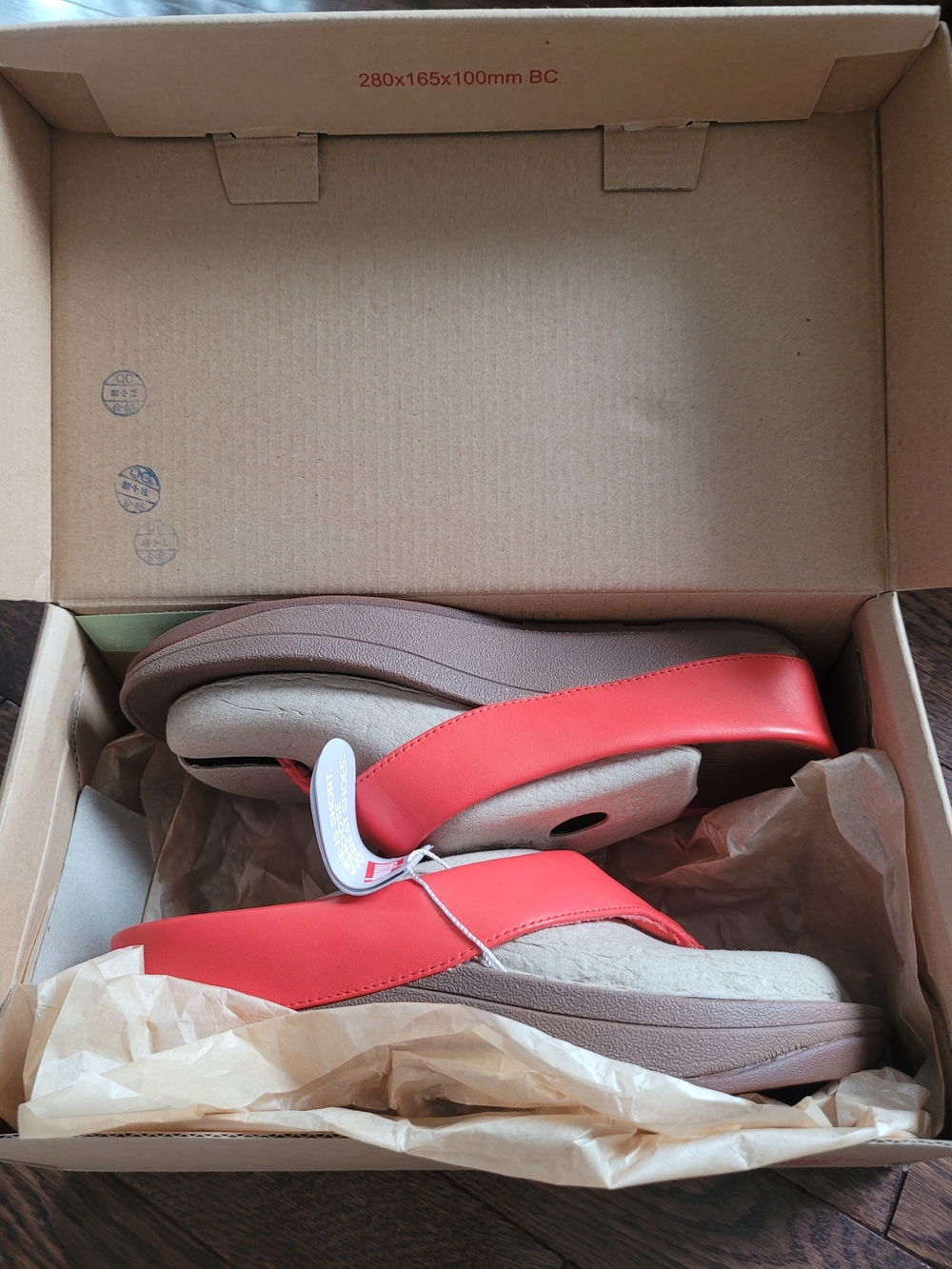 NWT FitFlop Ringer Toe-Post Sandals Flame Red - Picture 5 of 7